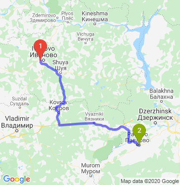 Маршрут из Иванова в Павлово