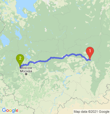 Маршрут из Перми в Тверь