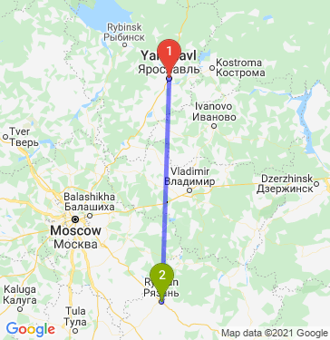 Маршрут из Ярославля в Рязань