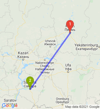 Маршрут из Перми в Самару