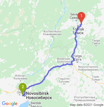 Маршрут из Томска в Новосибирск