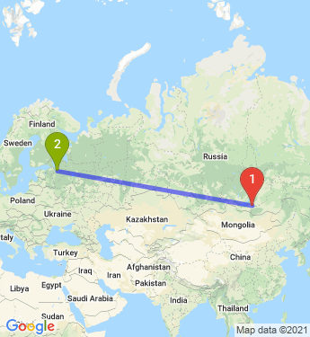 Маршрут из Заиграева в Киришей