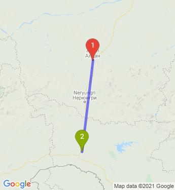 Маршрут из Алдана в Соловьевск