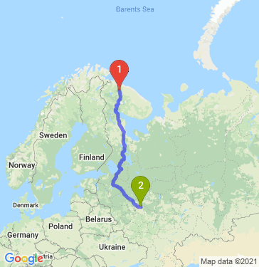 Маршрут из Мурманска в Электросталь
