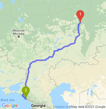 Маршрут из Перми в Сочи