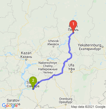 Маршрут из Перми в Самару