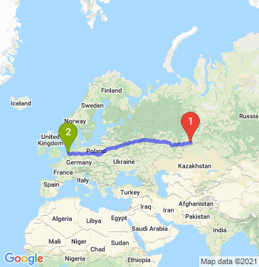Маршрут из Кургана в Амстердам