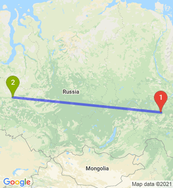 Маршрут из Алдана в Сургут