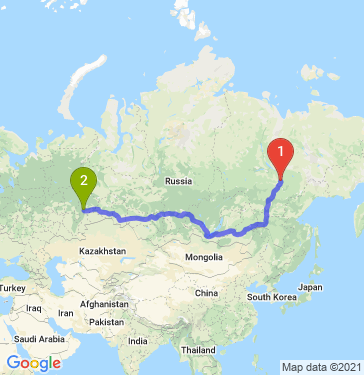 Маршрут из Якутска в Екатеринбург