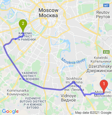 Маршрут из Молокова в Москву