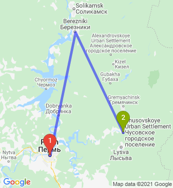 Маршрут из Перми в Березники