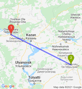 Маршрут из Чебоксар в Бугульму