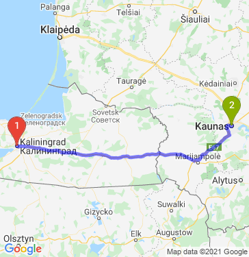 Маршрут из Калининграда в Каунаса