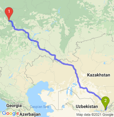 Маршрут из Кинешмы в Ташкент