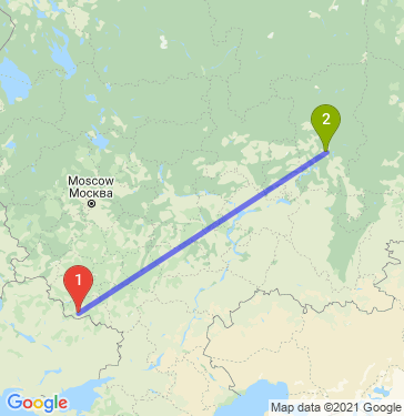 Маршрут из Белгорода в Пермь