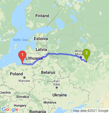 Маршрут из Калининграда в Ловцов