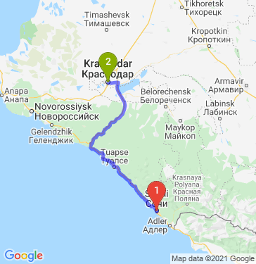 Маршрут из Сочи в Краснодар
