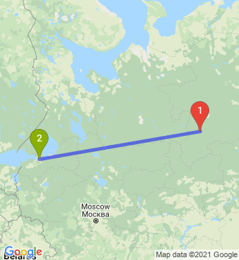 Маршрут из Сыктывкара в Санкт-Петербург