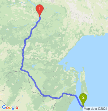 Маршрут из Якутска в Южно-Сахалинск