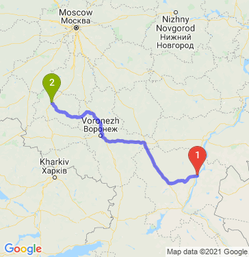 Маршрут из Камышина в Орла