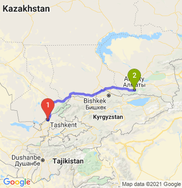 Маршрут из Ташкента в Алматы
