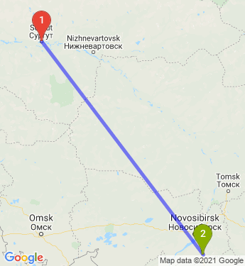 Маршрут из Сургута в Черепаново