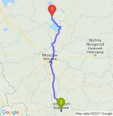 Маршрут из Череповца в Воронеж