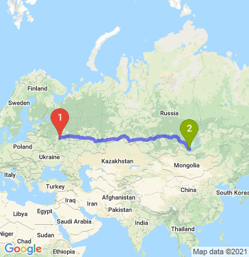 Маршрут из Москвы в Иркутск