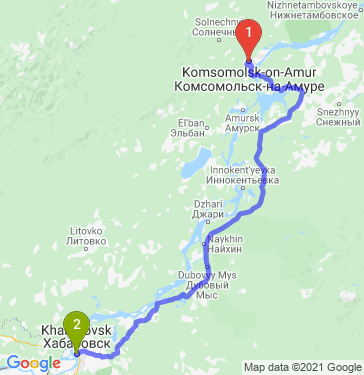 Маршрут из Комсомольска-на-Амуре в Хабаровск