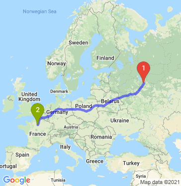 Маршрут из Ярославля в Париж