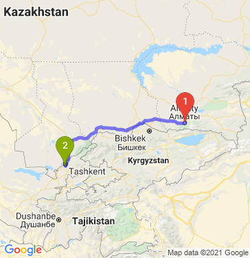 Маршрут из Алматы в Тошкент