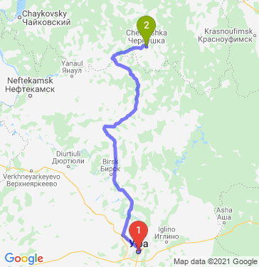 Маршрут из Уфы в Чернушку
