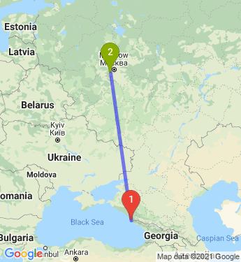 Маршрут из Сочи в Москву