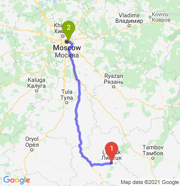 Маршрут из Липецка в Москву