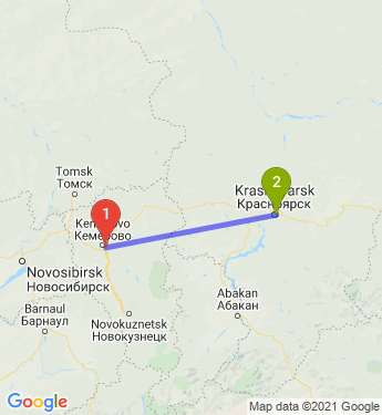 Маршрут из Кемерова в Красноярск