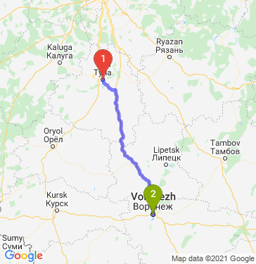 Маршрут из Тулы в Воронеж