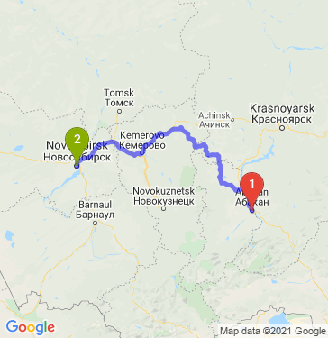Маршрут из Абакана в Новосибирск