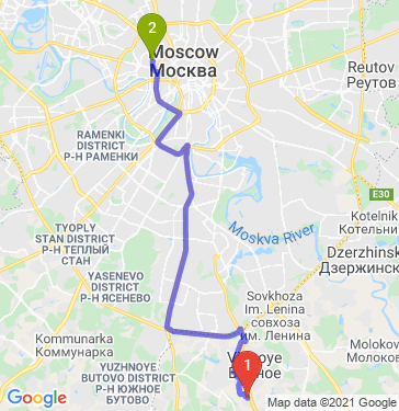 Маршрут из Петрушина в Москву