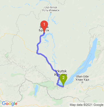 Маршрут из Братска в Выдрино