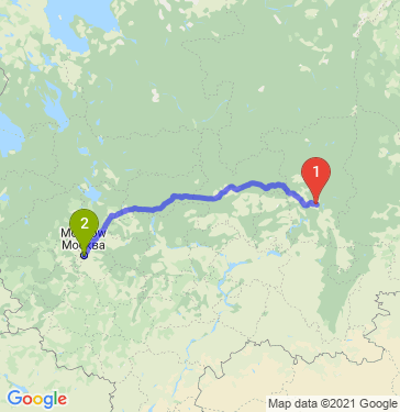 Маршрут из Перми в Москву