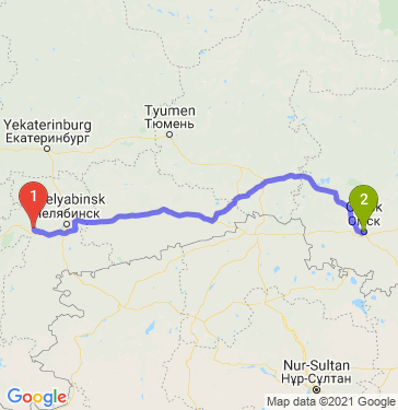 Маршрут из Миасса в Омск