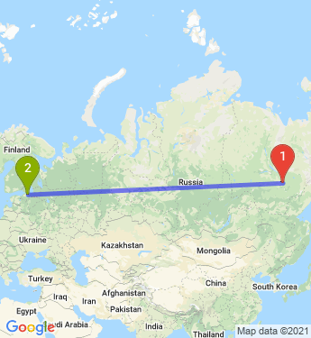 Маршрут из Якутска в Санкт-Петербург