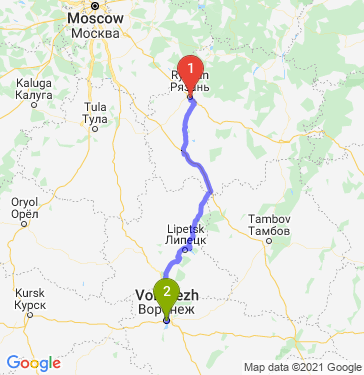Маршрут из Рязани в Воронеж