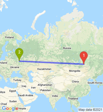 Маршрут из Читы в Тулу