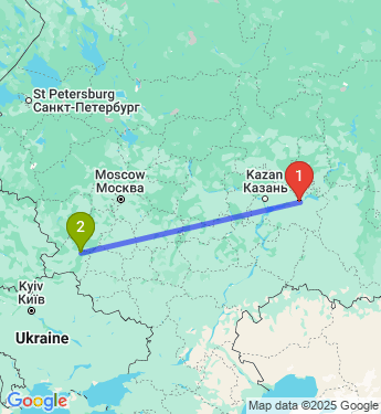 Маршрут из Нижнекамска в Брянск