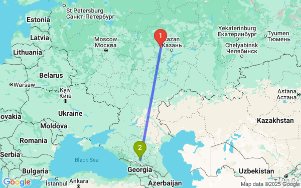 Маршрут из Лапсар в Нальчика