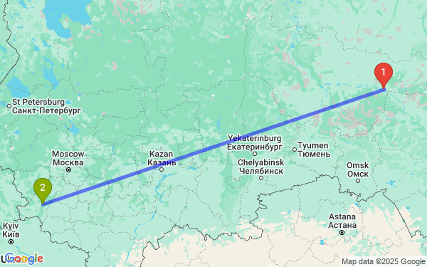 Маршрут из Нижневартовска в Брянск
