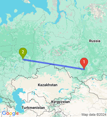 Маршрут из Мысков в Ижевск