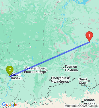 Маршрут из Сургута в Казань