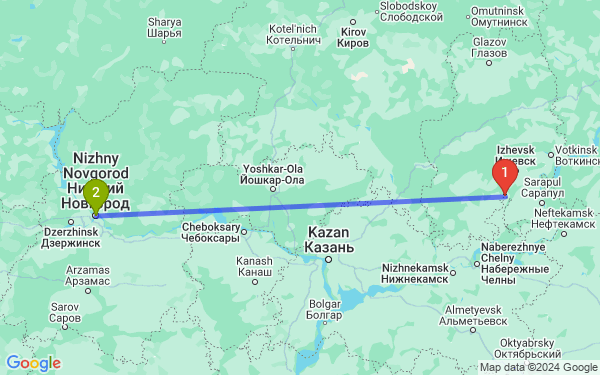 Маршрут из Малой Пурги в Нижний Новгород